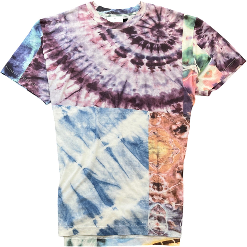 Men's Tie-Dye Patchwork T-Shirt Multi-Coloured Size L
