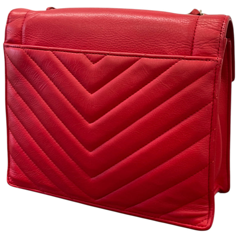 Women's Small Chevron Flap Crossbody Bag Red