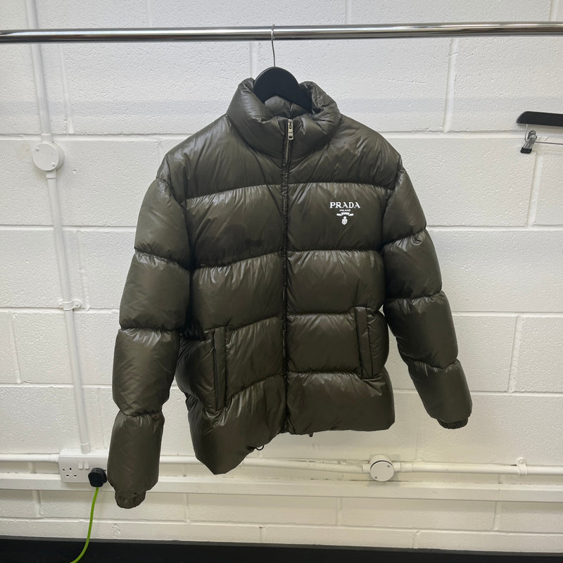 Women's Re-Nylon Logo Print Down Jacket Green Size IT 40 / UK 8