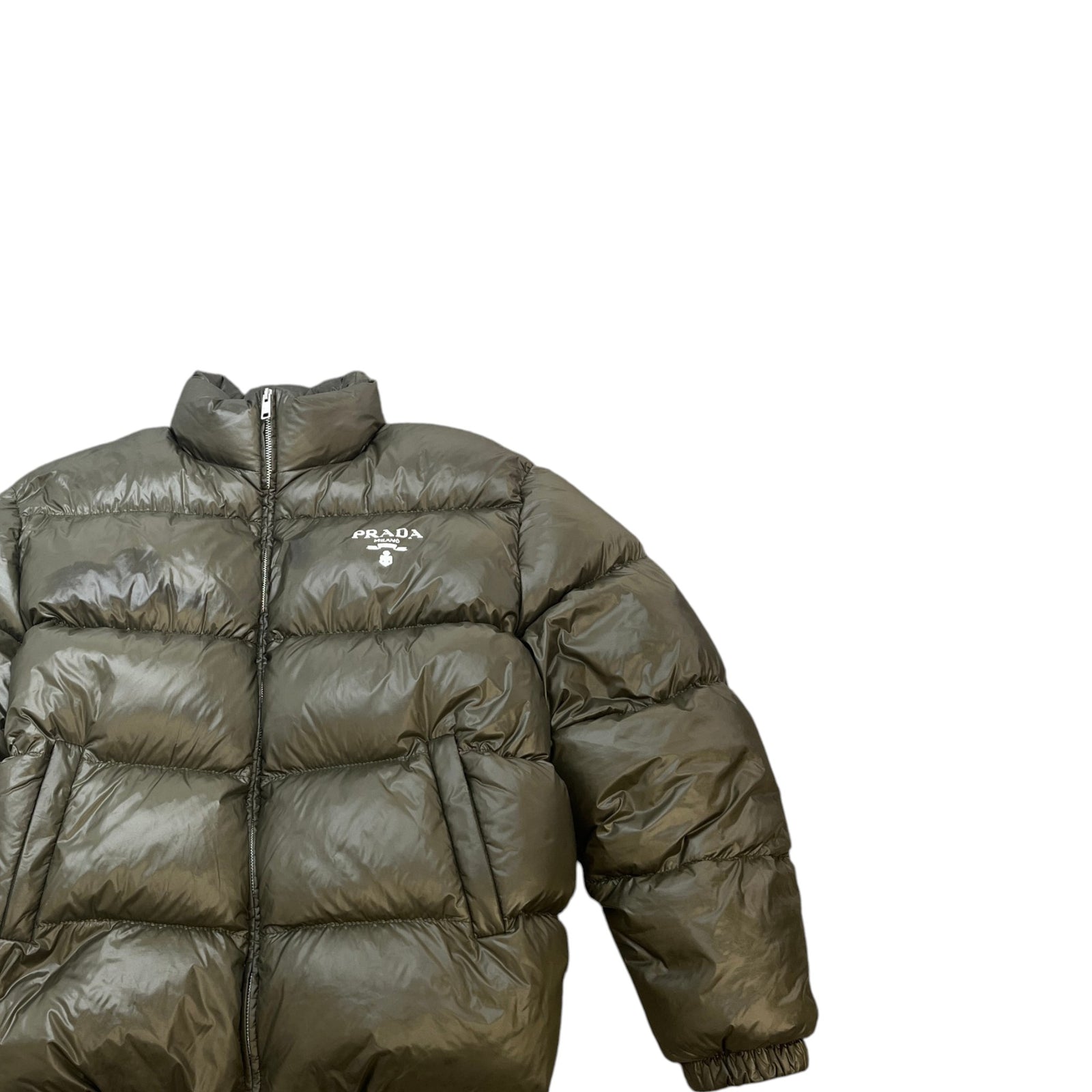 Women's Re-Nylon Logo Print Down Jacket Green Size IT 40 / UK 8 - Photo 3