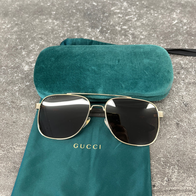 Men's GG0422S 003 Aviator Sunglasses Gold