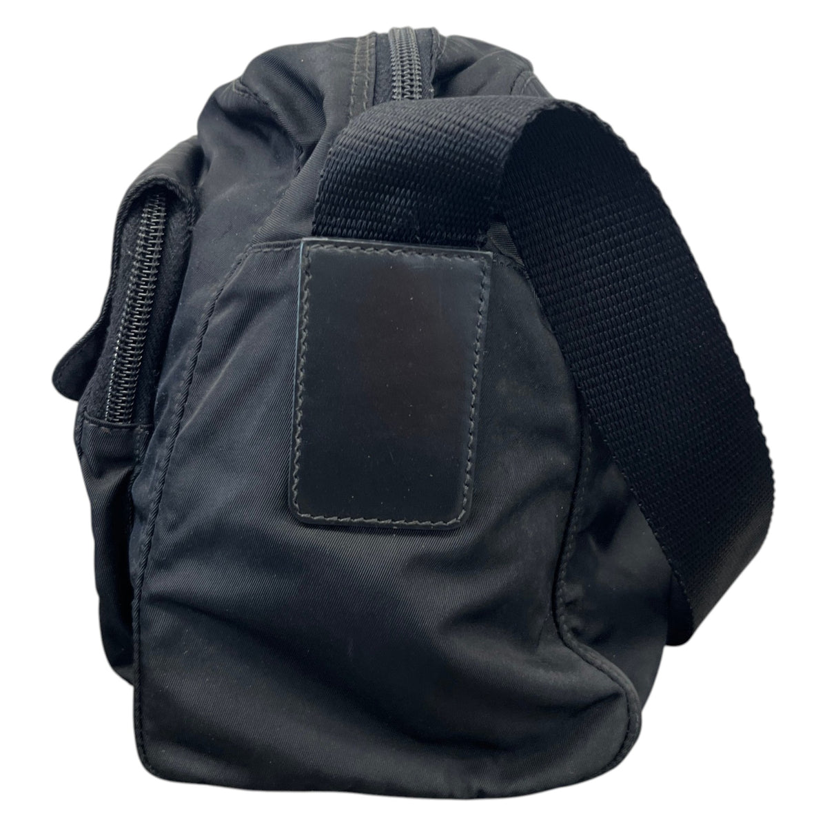 Men's Re-Nylon Plaque Logo Messenger Bag Black - Photo 7