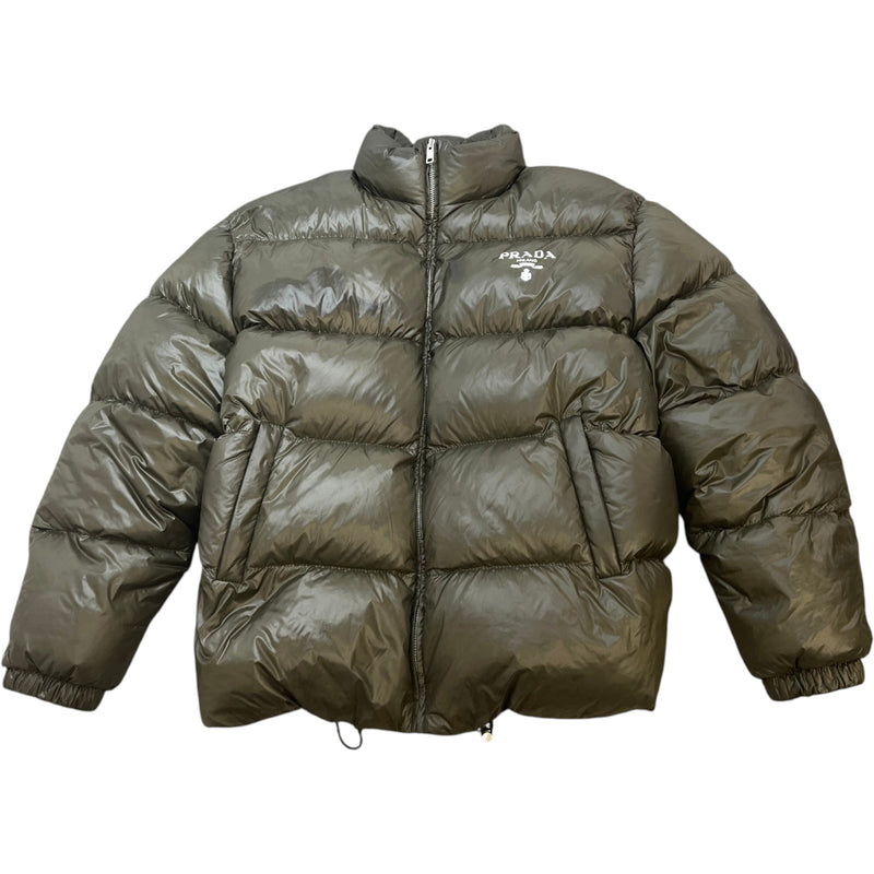 Women's Re-Nylon Logo Print Down Jacket Green Size IT 40 / UK 8