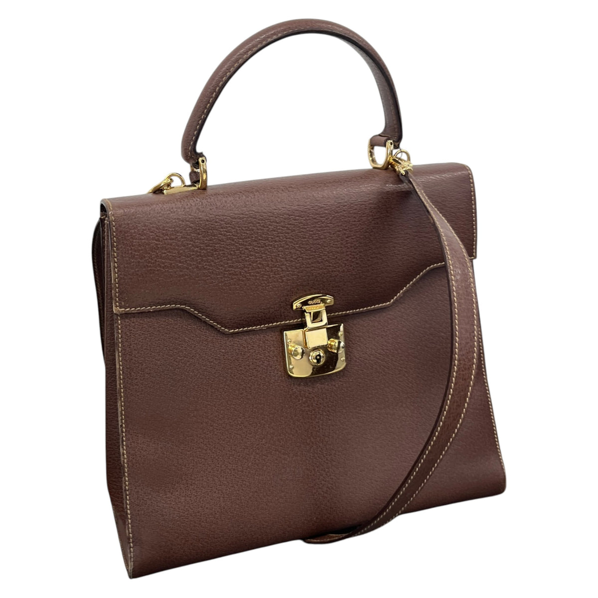 Women's Lady Lock Handbag Brown - Photo 4