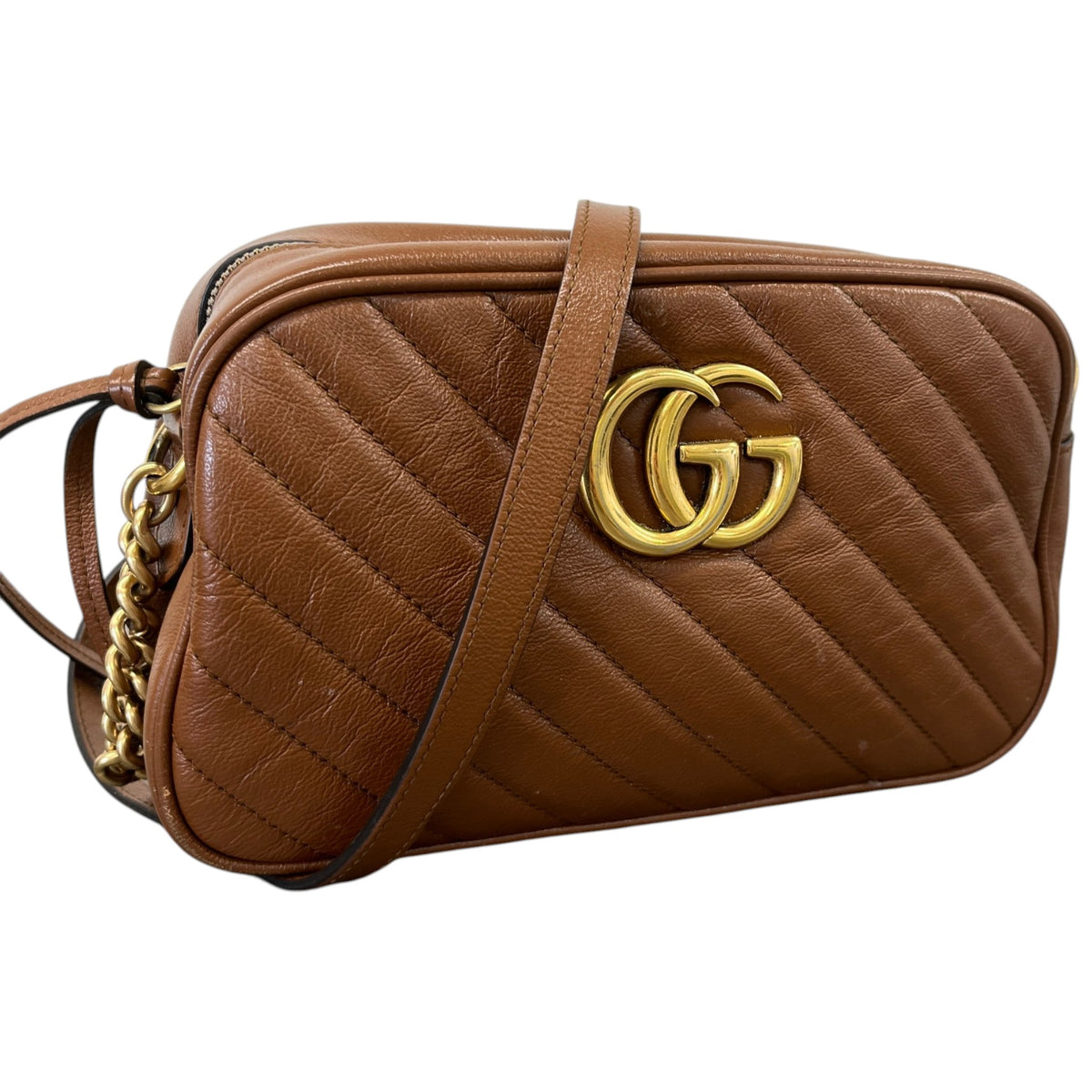 Women's GG Marmont Camera Crossbody Bag Brown - Photo 4