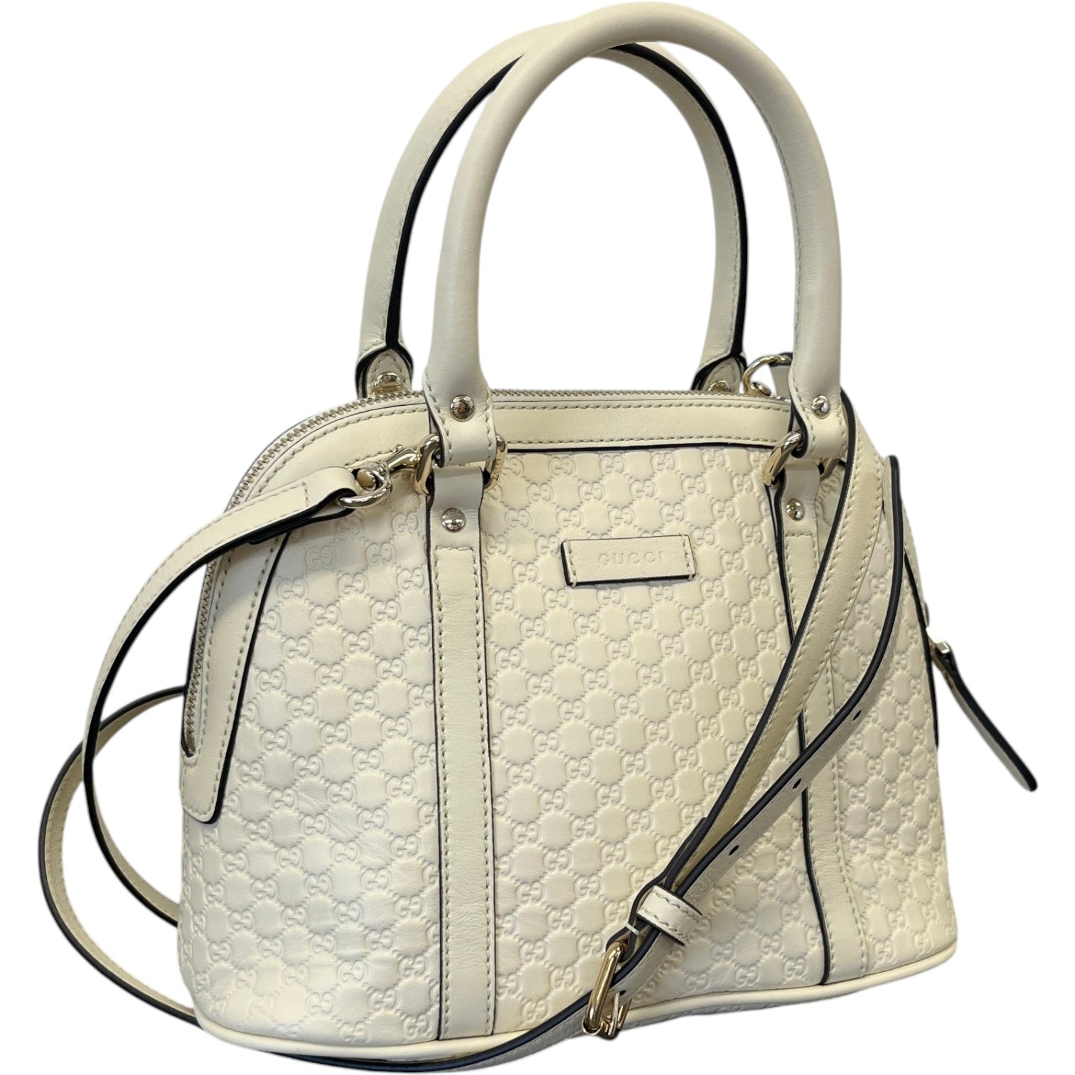 Women's Mini Microguccissima Bag Cream - Photo 4