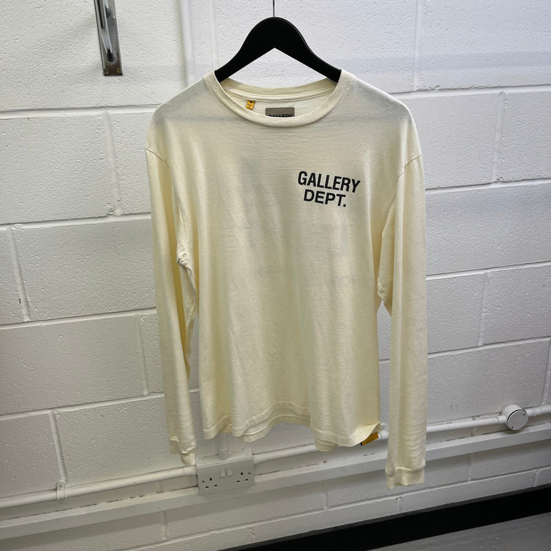 Men's French Logo Long Sleeve T-Shirt Cream Size M