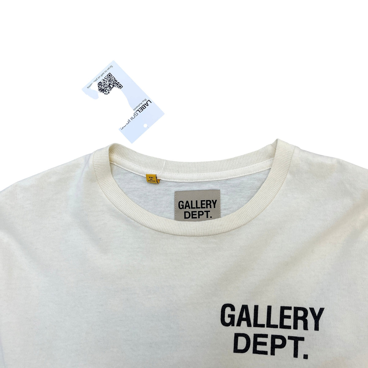 Men's French Logo Long Sleeve T-Shirt Cream Size M - Photo 5
