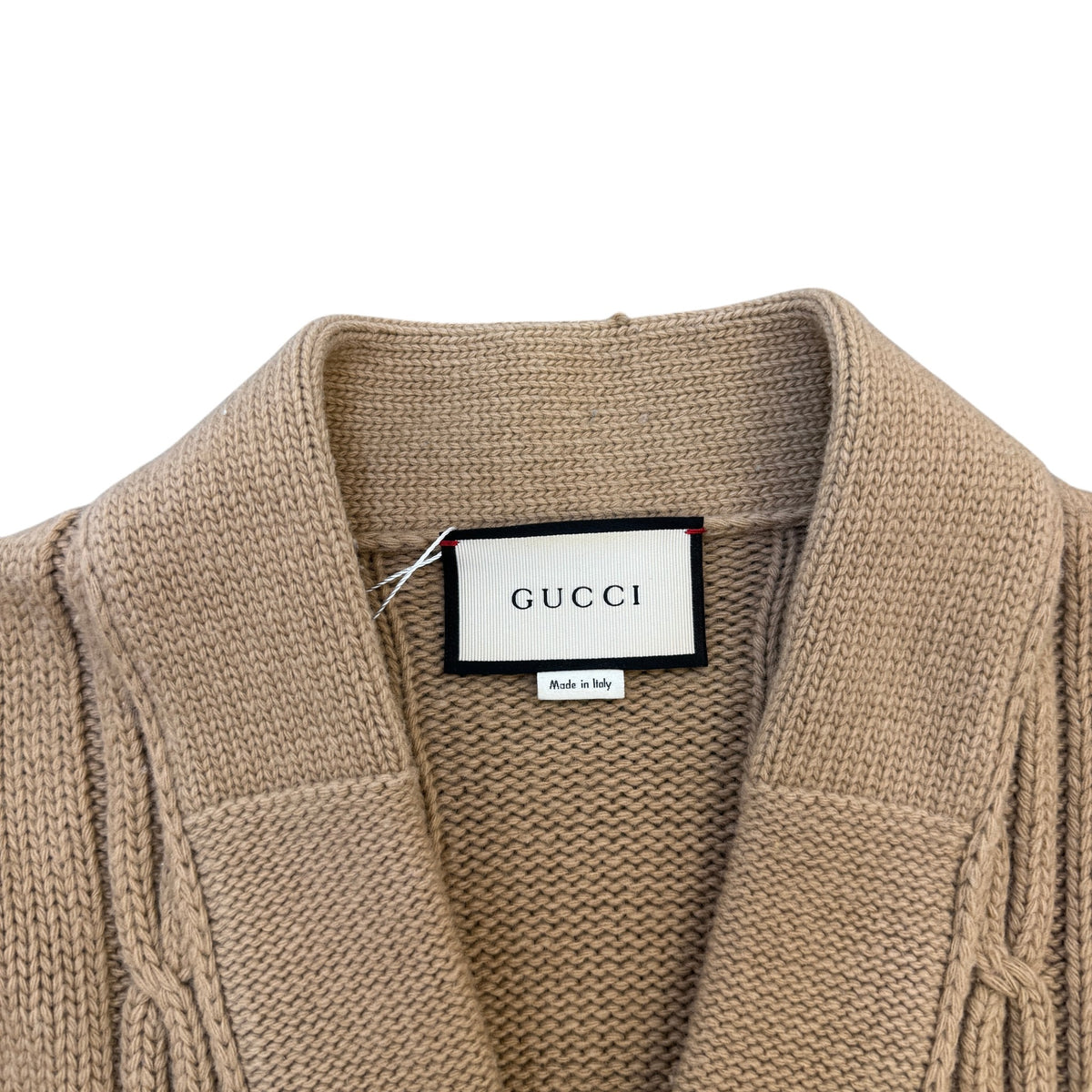 Men's Web Stripe Cable-Knit Cashmere & Wool-Blend Cardigan Beige Size S - Photo 5