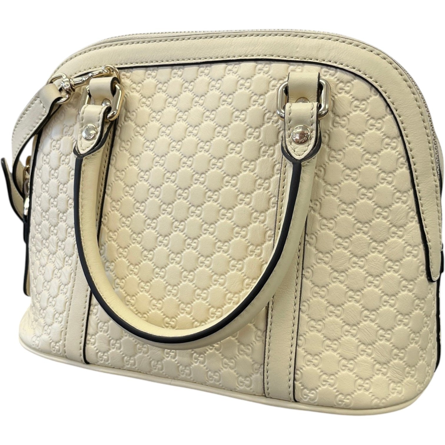 Women's Mini Microguccissima Bag Cream - Photo 8