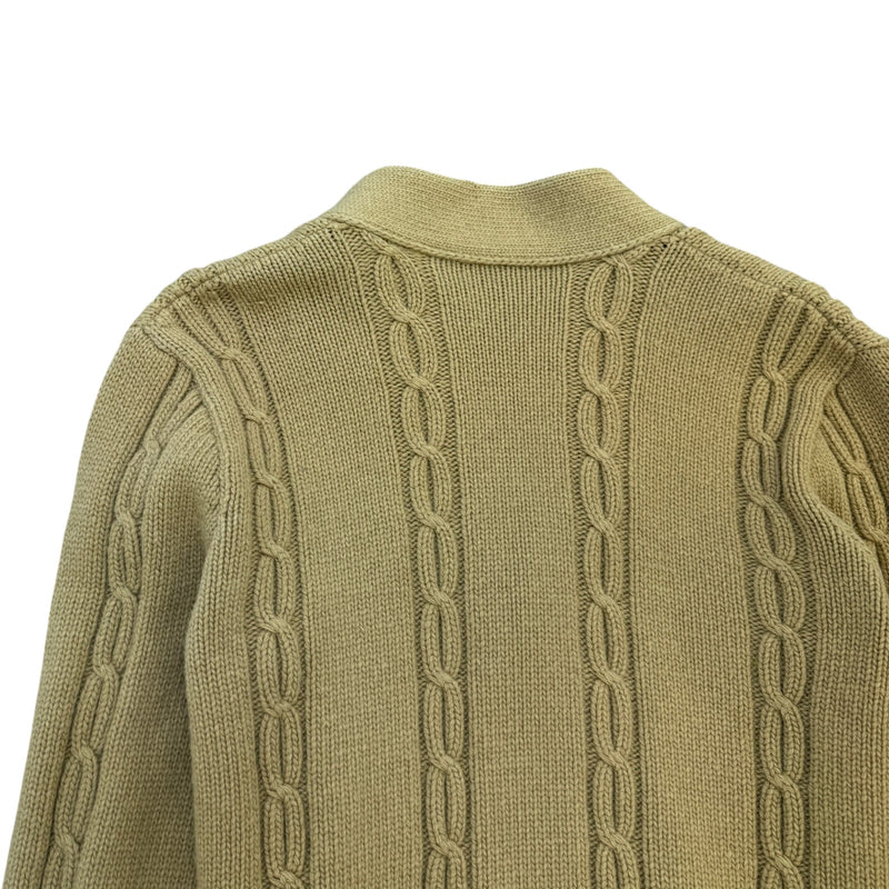 Men's Web Stripe Cable-Knit Cashmere & Wool-Blend Cardigan Beige Size S