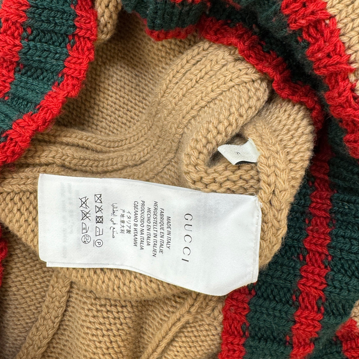 Men's Web Stripe Cable-Knit Cashmere & Wool-Blend Cardigan Beige Size S - Photo 8