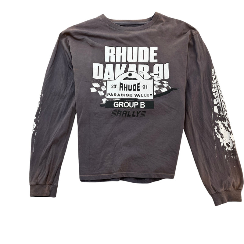 Men's Dakar 91 Logo Long Sleeve T-Shirt Grey Size S