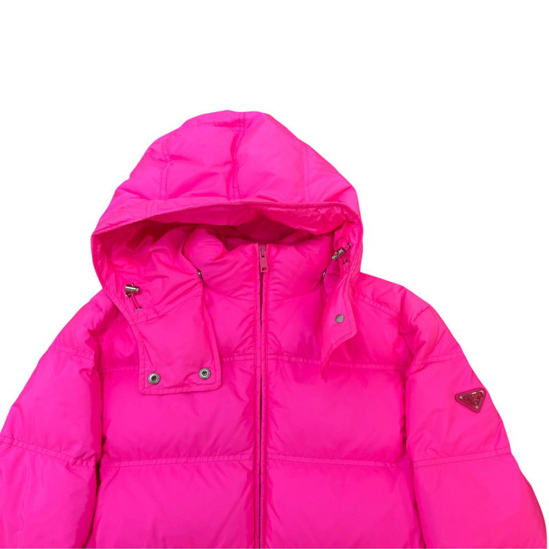 Women's Plaque Logo Down Jacket Pink Size XL / UK 14