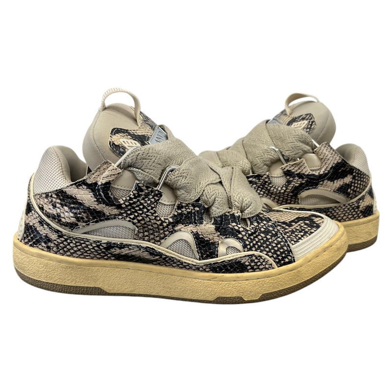 Men's Curb Python Print Low Trainers Beige Size UK 6 / EU 40