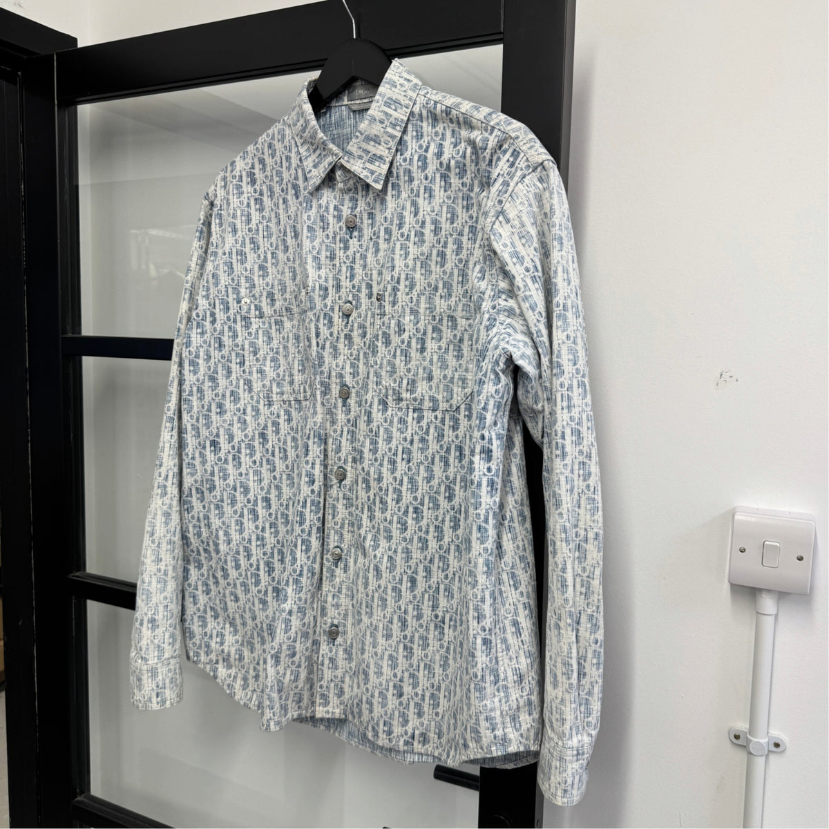 Men's Oblique Long Sleeve Shirt Blue Size M - Photo 7