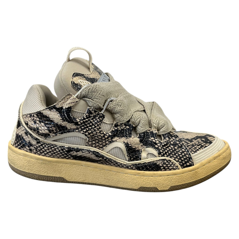 Men's Curb Python Print Low Trainers Beige Size UK 6 / EU 40