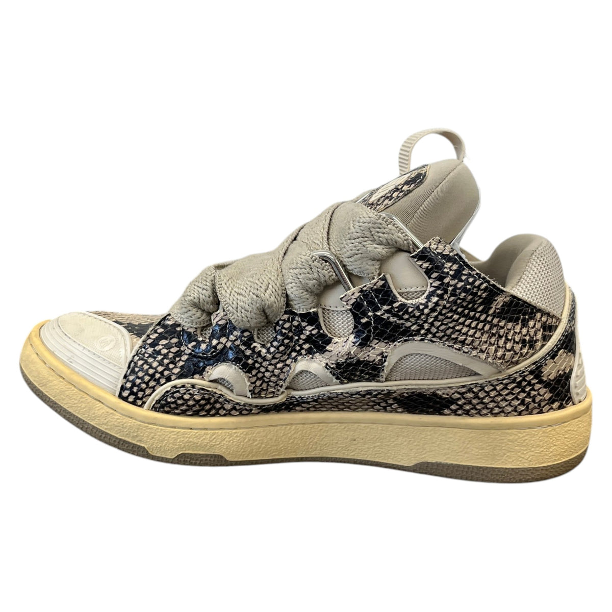 Men's Curb Python Print Low Trainers Beige Size UK 6 / EU 40 - Photo 2
