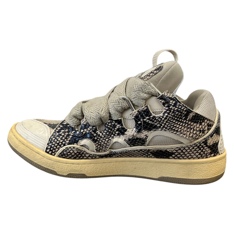 Men's Curb Python Print Low Trainers Beige Size UK 6 / EU 40