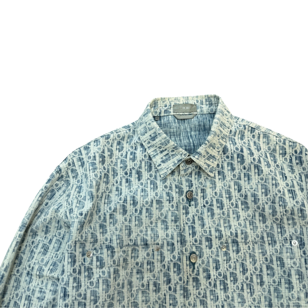 Men's Oblique Long Sleeve Shirt Blue Size M - Photo 4