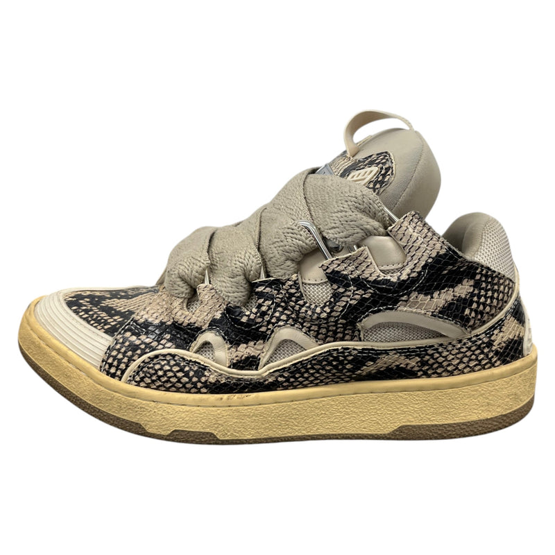 Men's Curb Python Print Low Trainers Beige Size UK 6 / EU 40