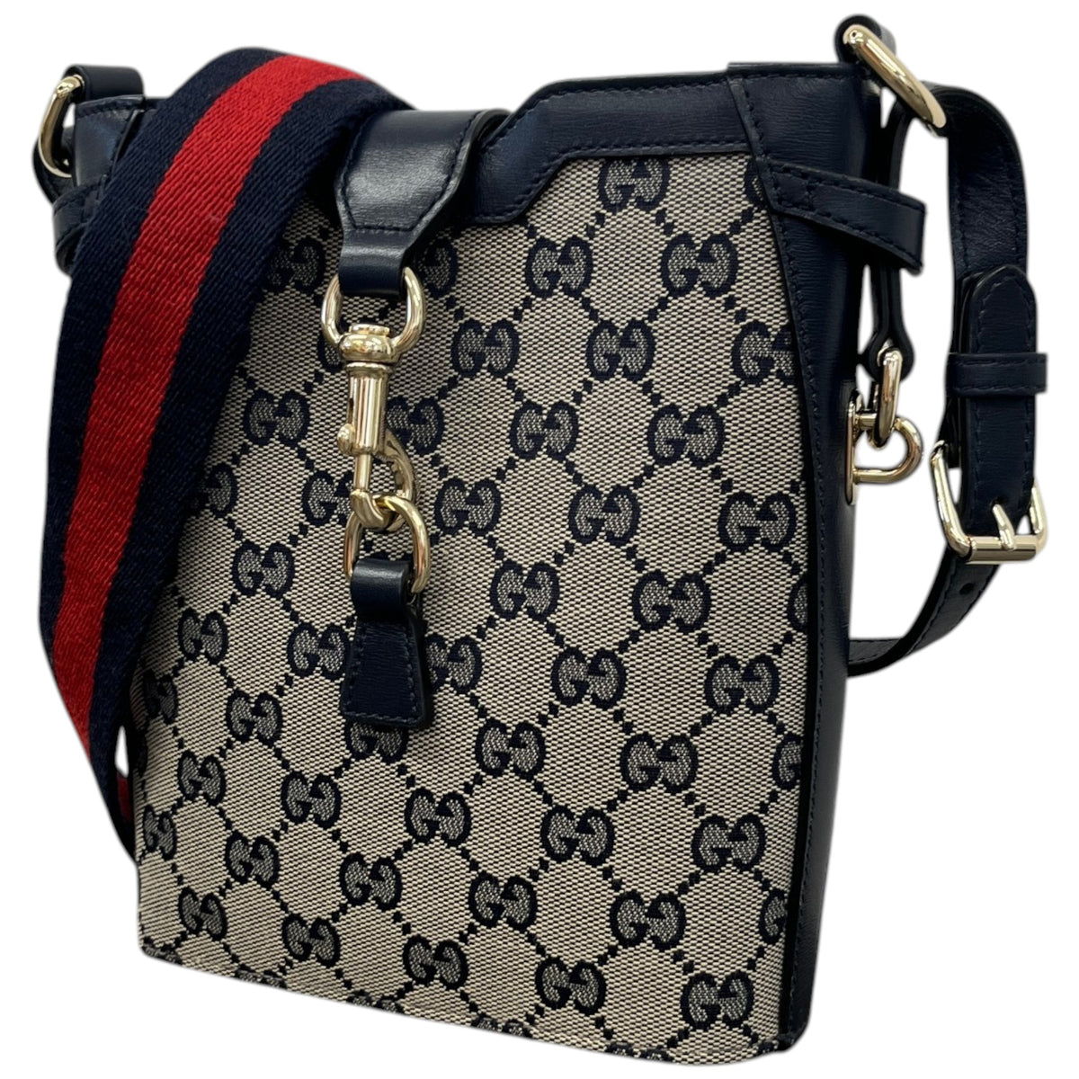 Women's GG Supreme Bucket Crossbody Bag Navy - Photo 5