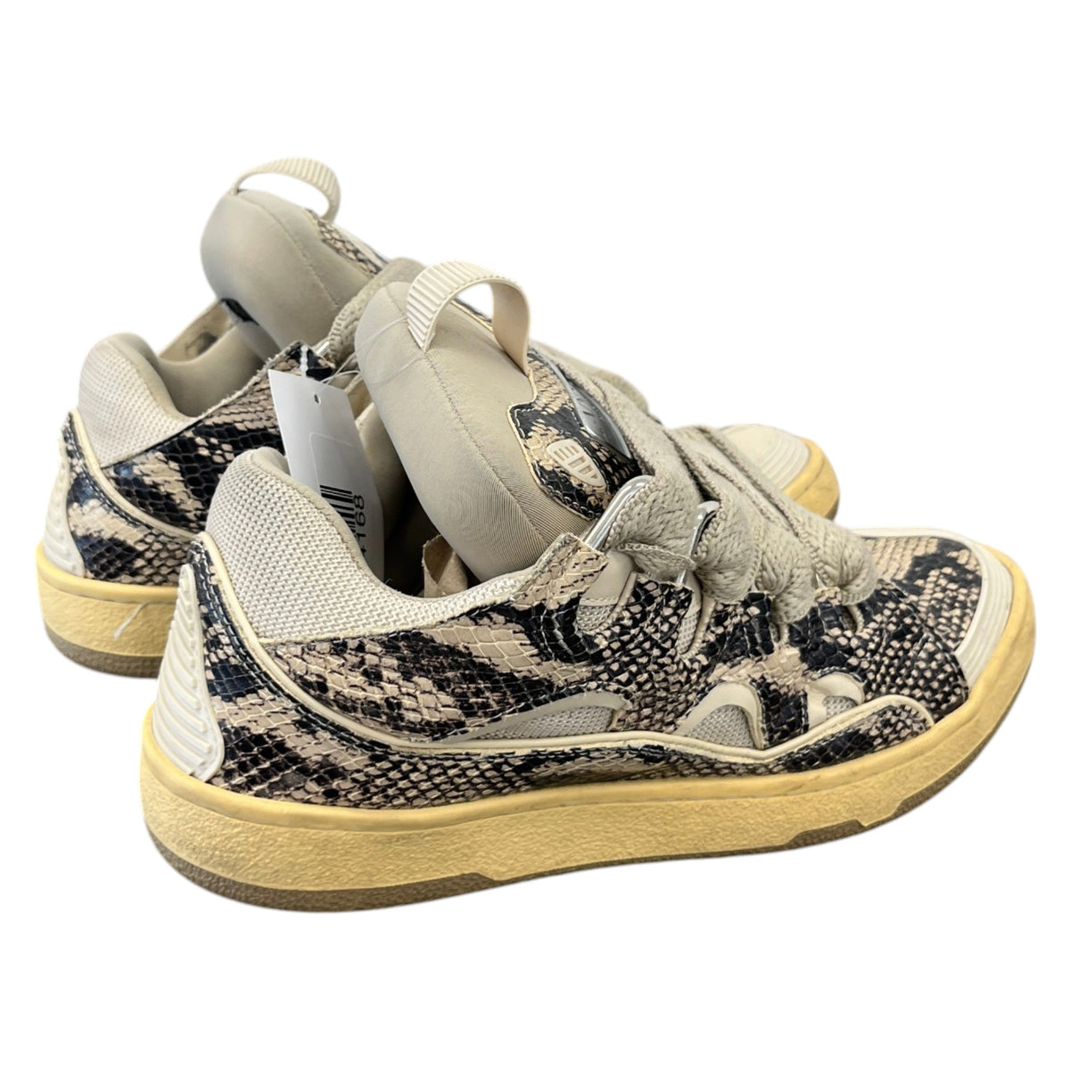 Men's Curb Python Print Low Trainers Beige Size UK 6 / EU 40 - Photo 8