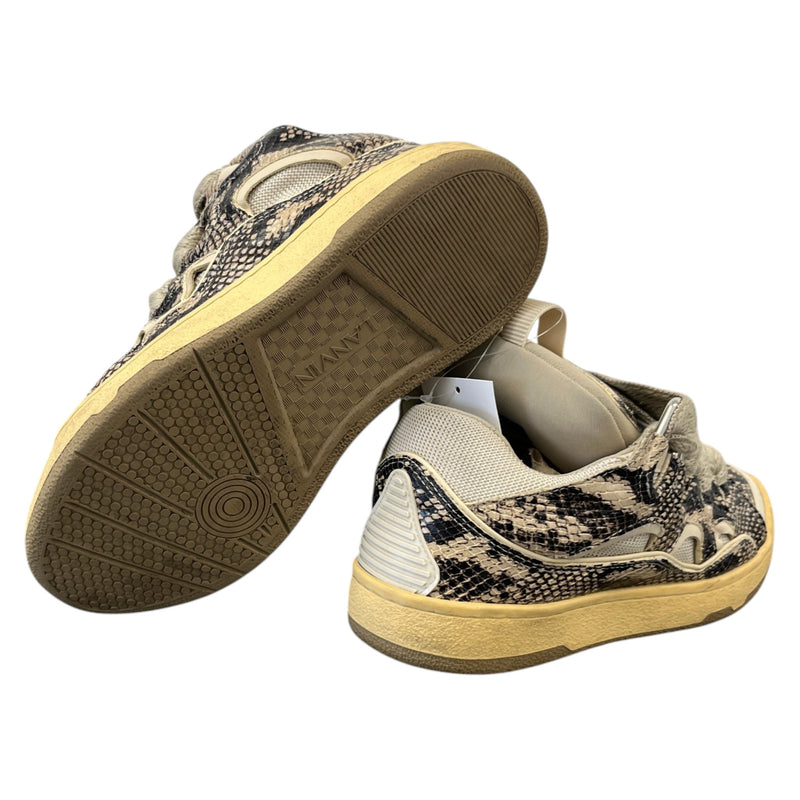 Men's Curb Python Print Low Trainers Beige Size UK 6 / EU 40