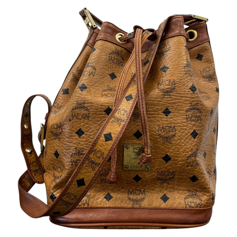 Women's Visetos Monogram Drawstring Bucket Crossbody Bag Brown