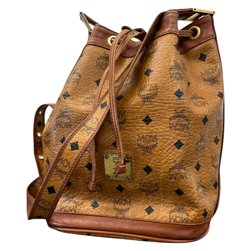 Women's Visetos Monogram Drawstring Bucket Crossbody Bag Brown