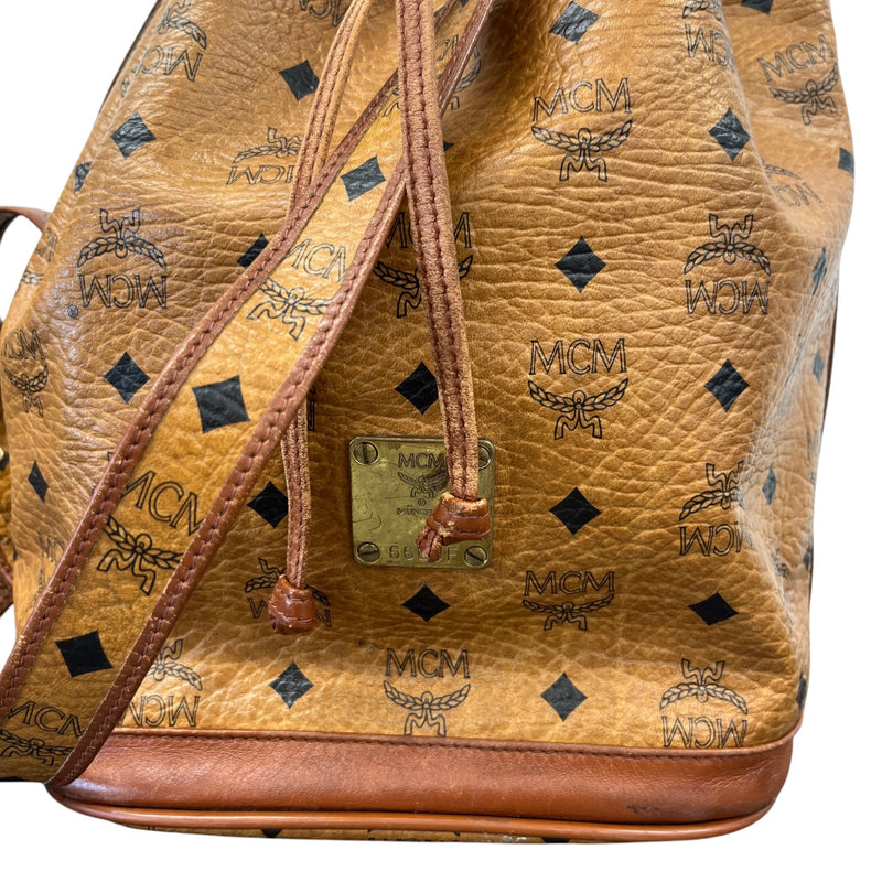 Women's Visetos Monogram Drawstring Bucket Crossbody Bag Brown