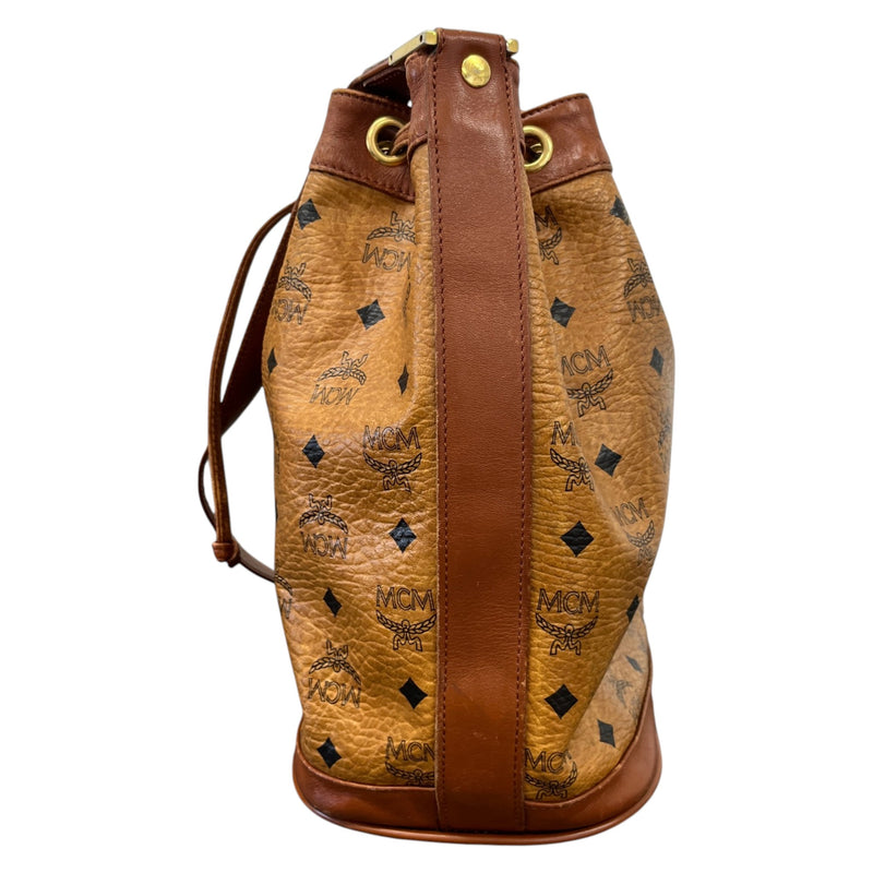 Women's Visetos Monogram Drawstring Bucket Crossbody Bag Brown
