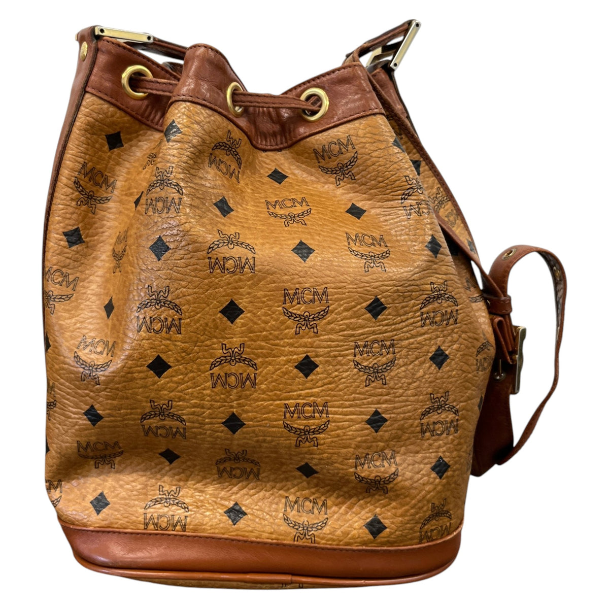 Women's Visetos Monogram Drawstring Bucket Crossbody Bag Brown - Photo 3