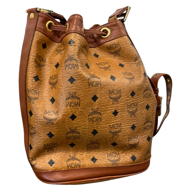 Women's Visetos Monogram Drawstring Bucket Crossbody Bag Brown