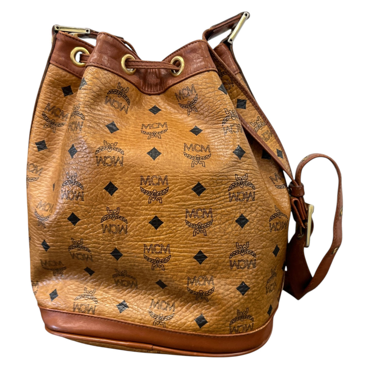 Women's Visetos Monogram Drawstring Bucket Crossbody Bag Brown - Photo 9