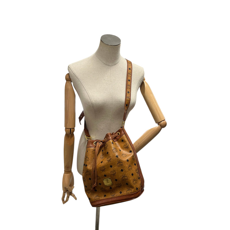Women's Visetos Monogram Drawstring Bucket Crossbody Bag Brown