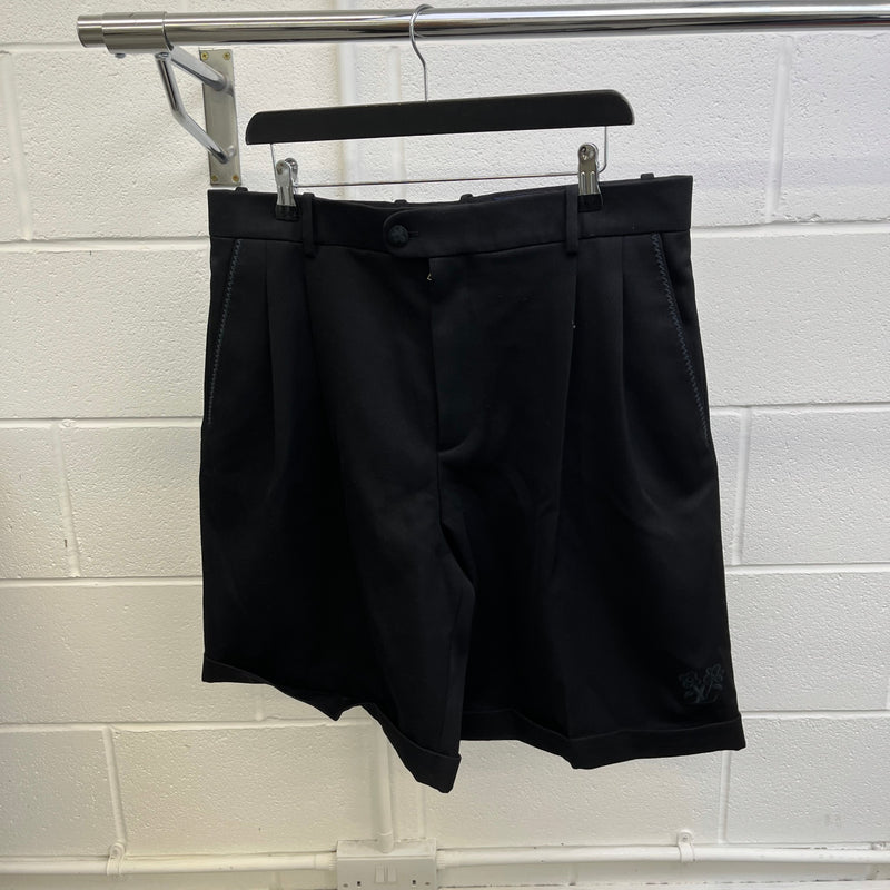 Men's Lv Flower Embroidered Shorts Black Size XL / W36