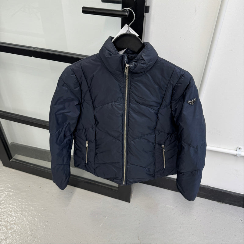 Women's Plaque Logo Down Jacket Navy Size S / UK 8