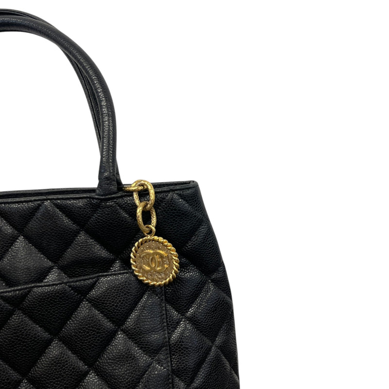 Women's Medallion Tote Handbag Black