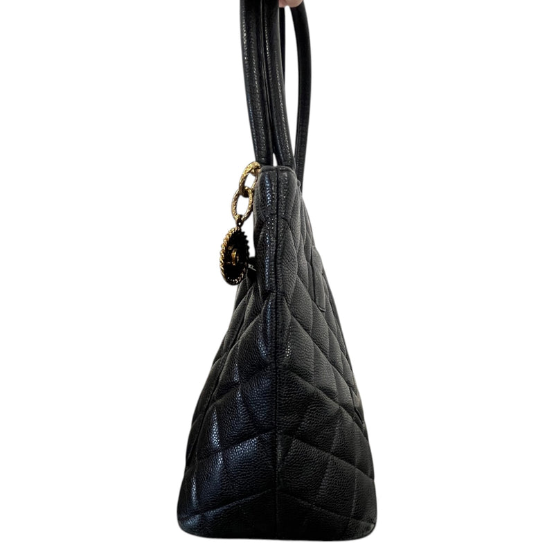 Women's Medallion Tote Handbag Black