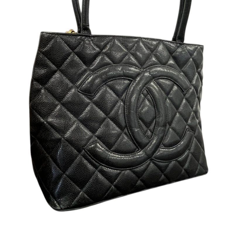 Women's Medallion Tote Handbag Black