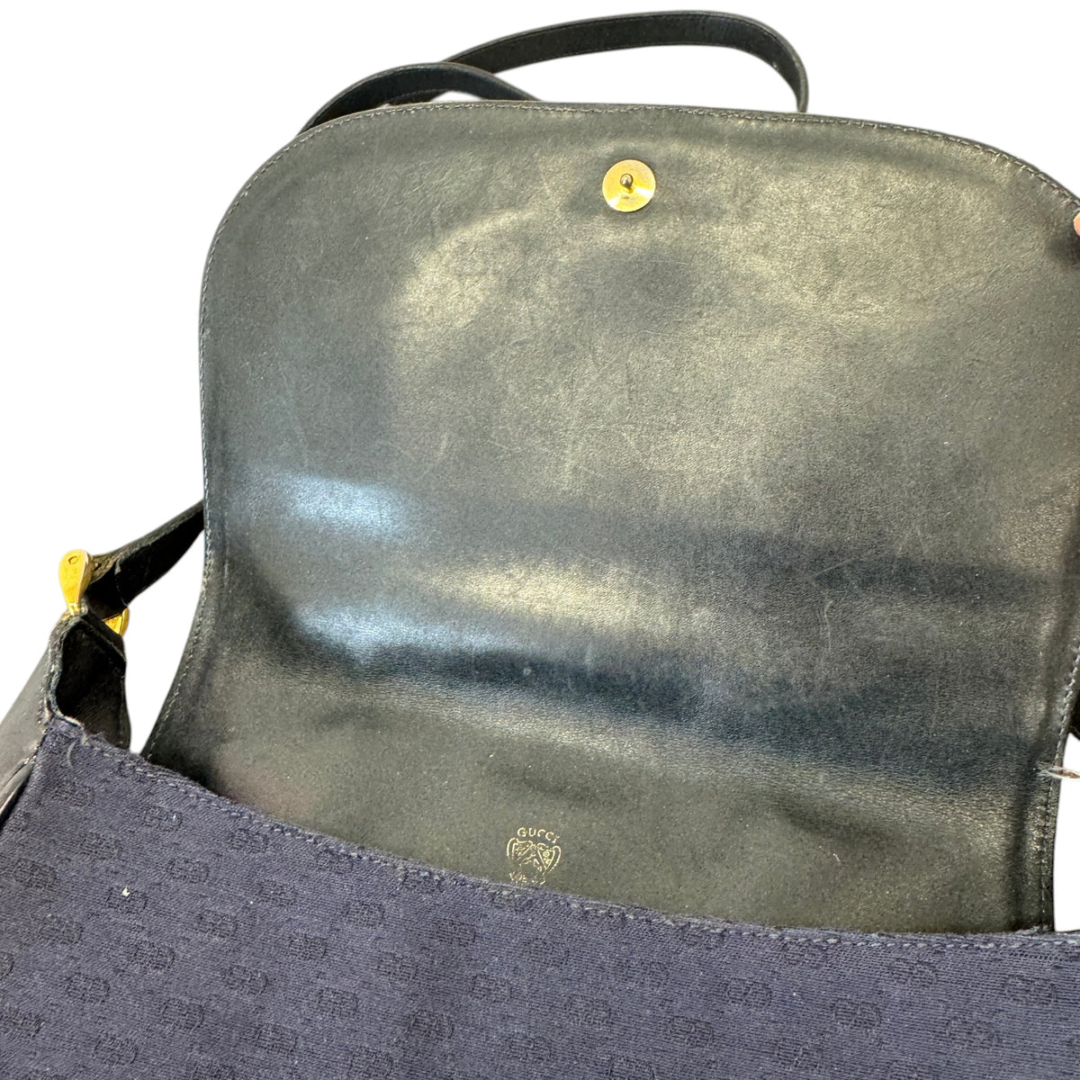 Women's Vintage GG Crossbody Bag Navy - Photo 10