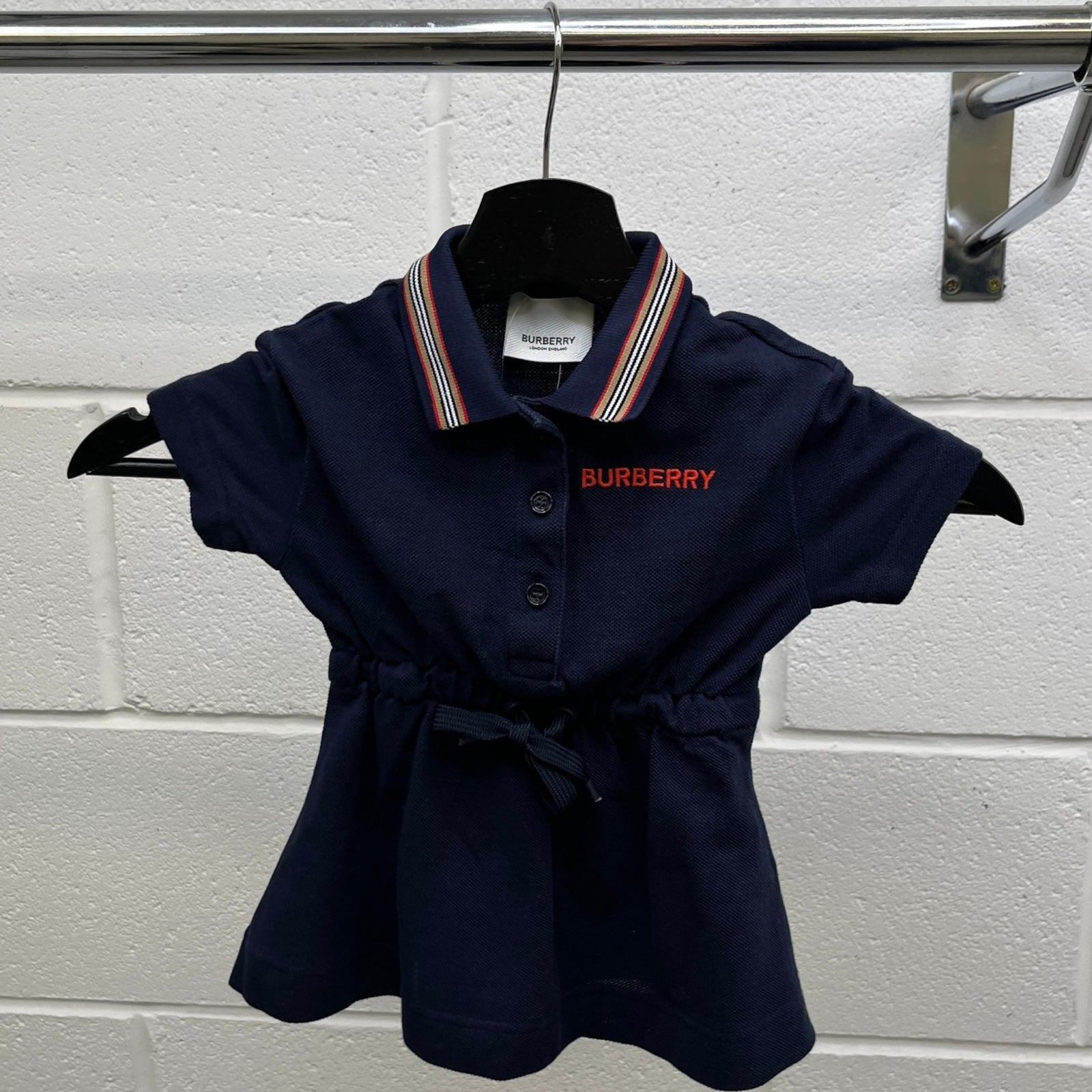 Women's Girls Age 6 Months Embroidered Logo Dress T-Shirt Navy Size XXS - Photo 8