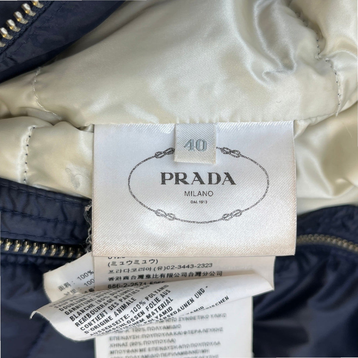 Women's Plaque Logo Down Jacket Navy Size S / UK 8 - Photo 5