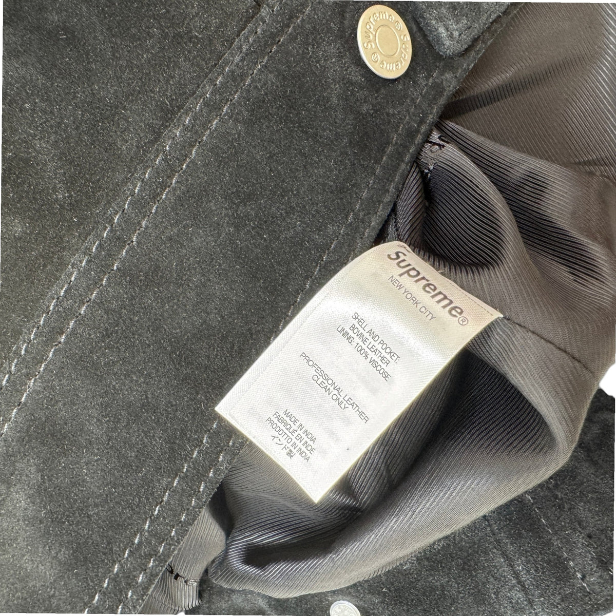 Men's Suede Work Jacket Black Size L - Photo 8