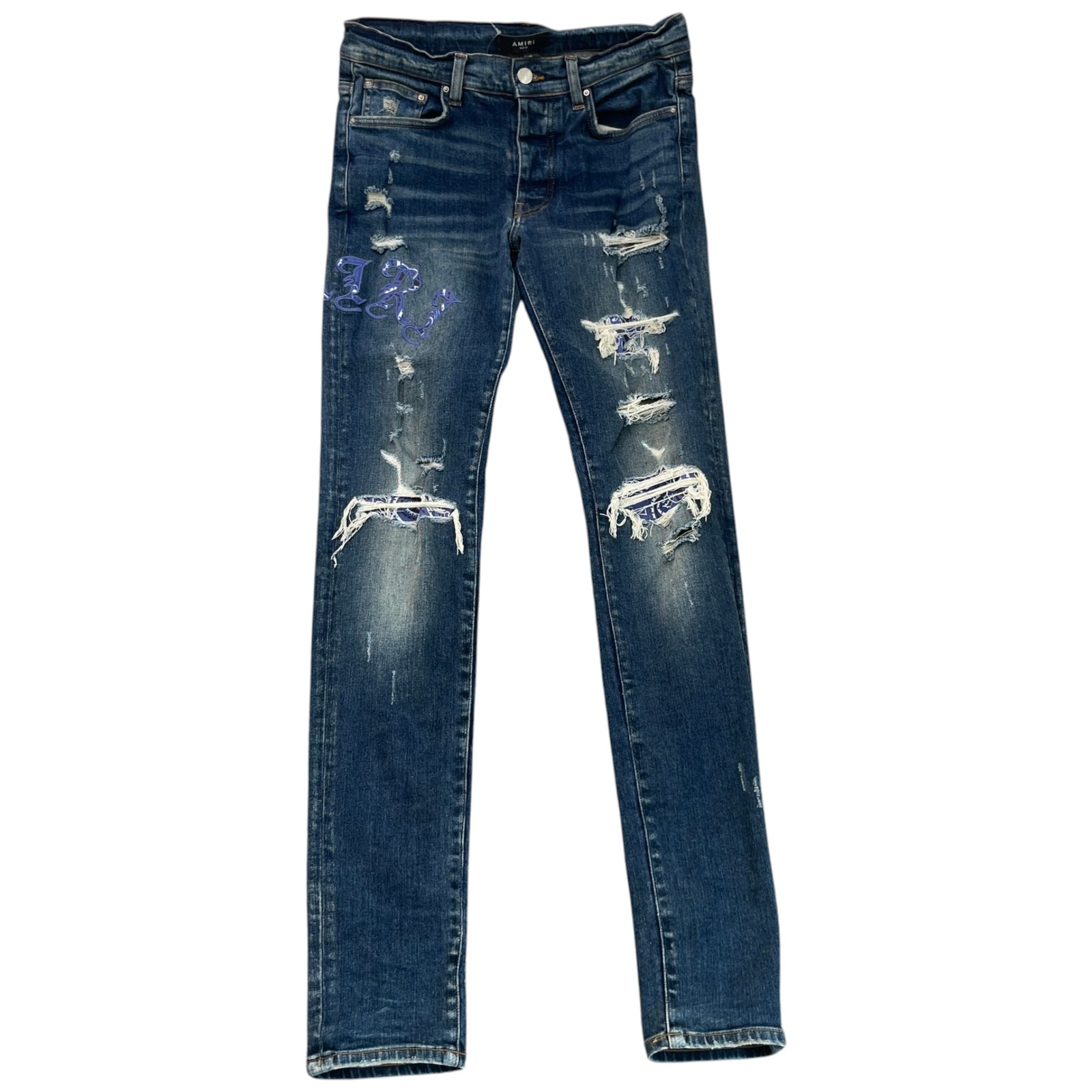 Men's Embroidered Logo Jeans Blue Size Waist 31" - Photo 1