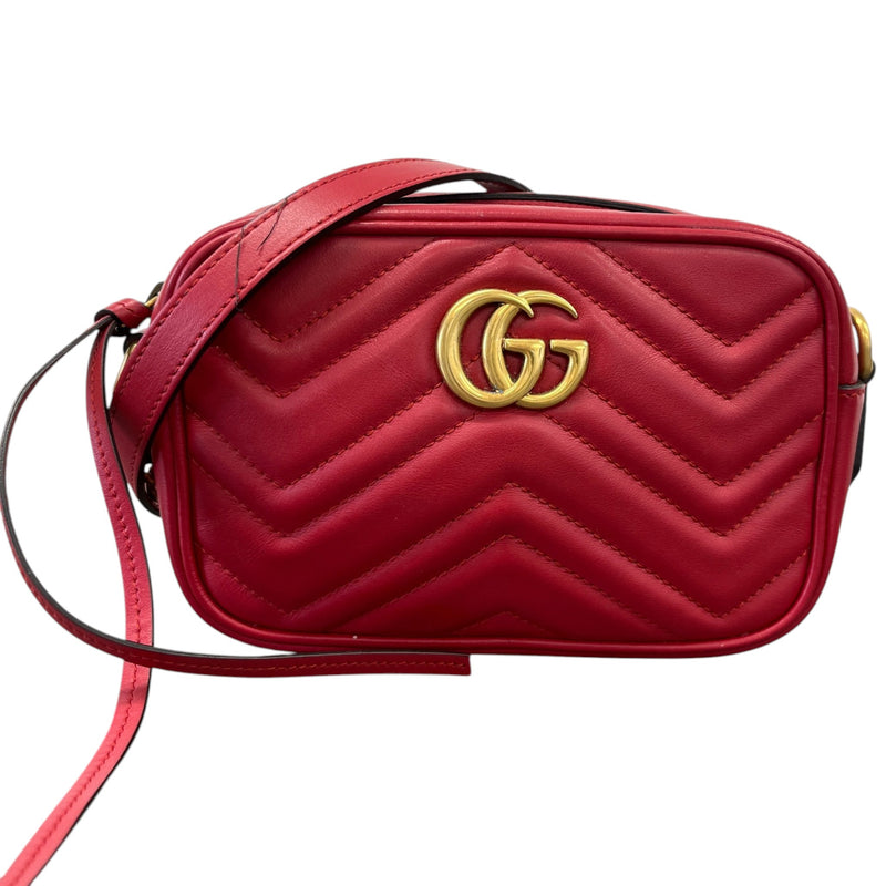 Women's Small GG Marmont Matelassé Crossbody Bag Red