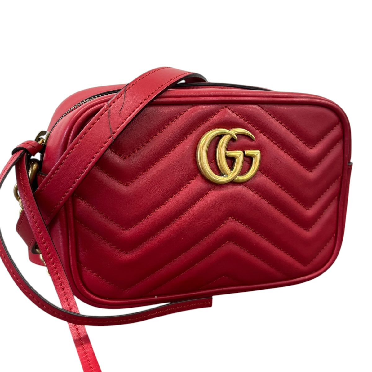 Women's Small GG Marmont Matelassé Crossbody Bag Red - Photo 4