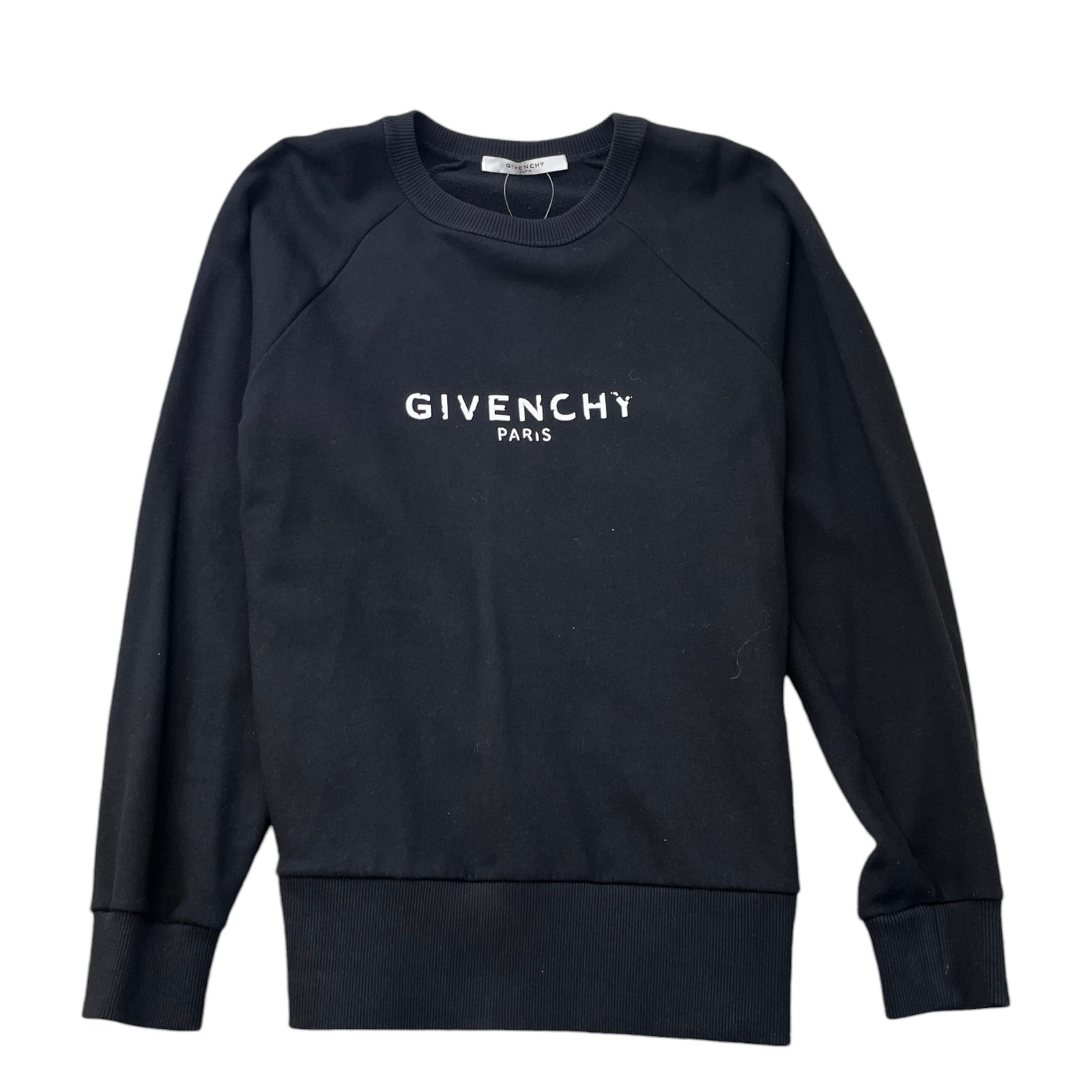 Men's Distressed Logo Print Sweatshirt Black Size M - Photo 1