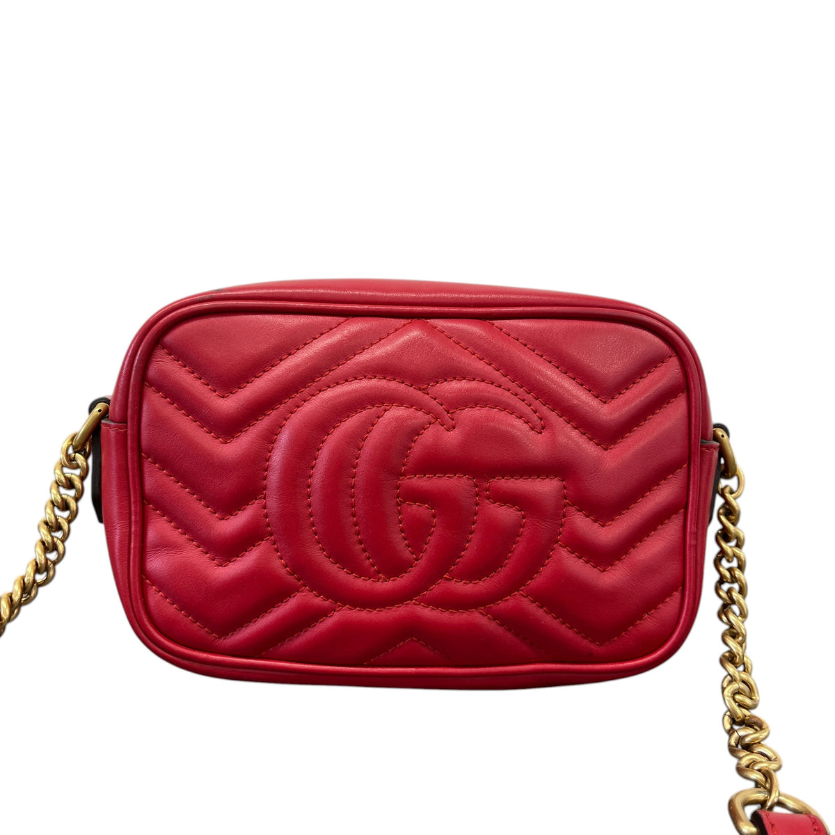 Women's Small GG Marmont Matelassé Crossbody Bag Red - Photo 3
